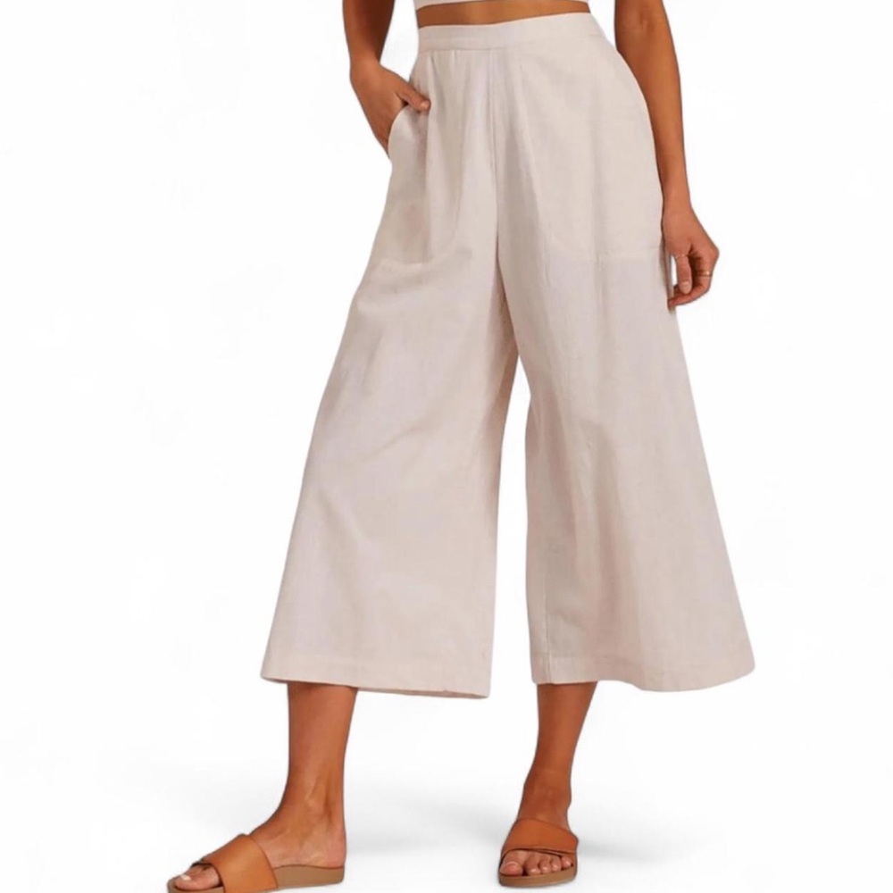 Billabong Natural Linen Sunset Beach Cropped Pants
